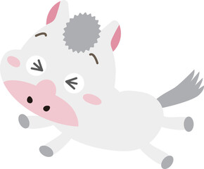 元気いっぱいの白馬キャラ｜2026年 午年の年賀状にぴったり！