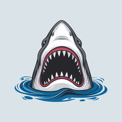 Shark opening mouth and showing teeth, vector illustration