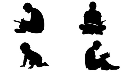 Silhouettes of people engaged in various activities
