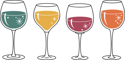 Four wine glasses silhouette illustration