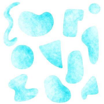Abstract Blue Marble Shapes on Black Background &ndash; Organic Watercolor Style Illustration, Graphic Resources Collection
