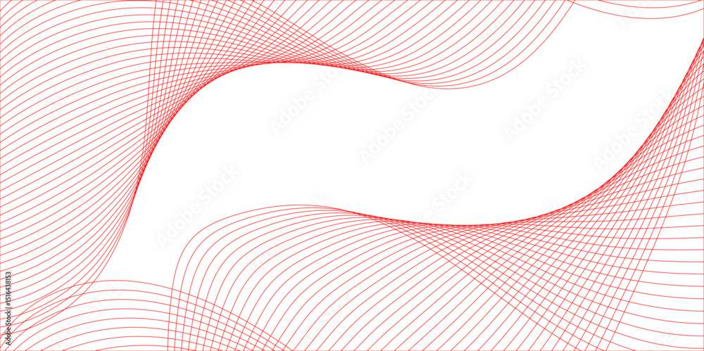Wall mural white wave curve lines banner background design. abstract soft wave lines dynamic flowing red isolat