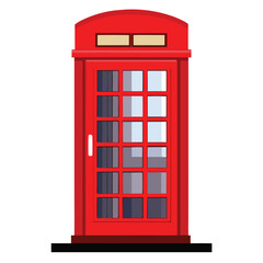 Classic British Icon Red Telephone Booth, London Style, Public Call Box Illustration