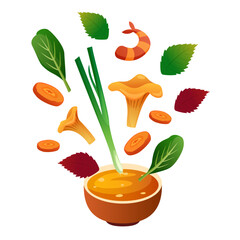 Boiling cooking soup isolated concept. Vector flat cartoon graphic design illustration