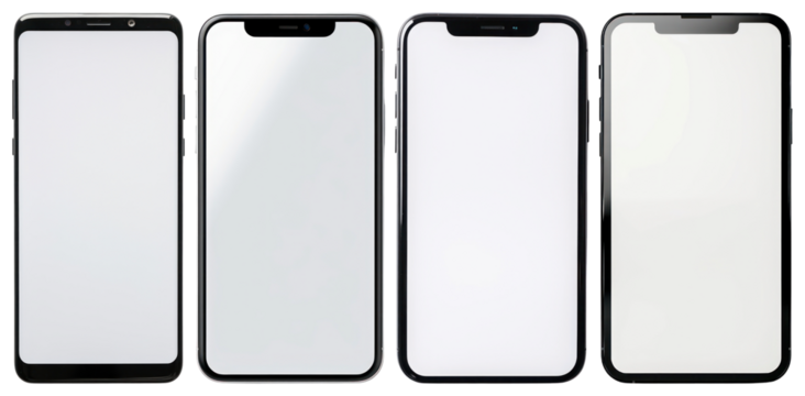PNG Modern smartphones display variety, element set on transparent background