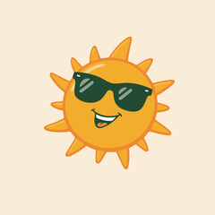 Mascot sun with sunglasses. Perfect for weather, summer and traveling designs. 