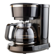Photo of a Modern Black Coffee Maker with Glass Carafeisolated on transparent background 