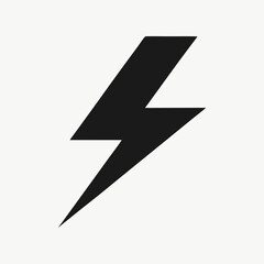 Simple Black Lightning Bolt Icon Illustration on Light Background Design Resource