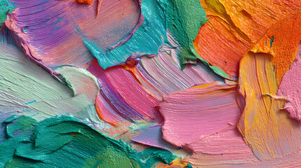 A vibrant tapestry of hues, painted with broad strokes of oil paint, creating an abstract symphony of color