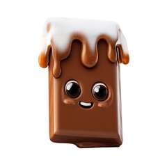Cute Cartoon Chocolate Bar Character Isolated On PNG Transparent Background Illustration