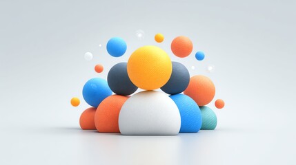 shopper buyer audience target persona Colorful abstract representation of community and unity, showcasing playful spheres around a central figure, symbolizing connection.