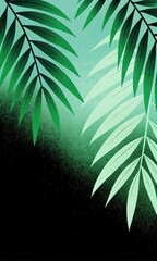 Summer background with palm leaves. Grunge textured and overlay effect. Tropical leaves background. Flat stylized illustration for banner, wallpaper, backdrop, advertising, poster, cover