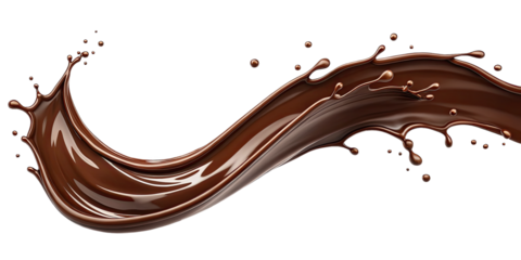 Splash of the liquid chocolate on isolated background. Applicable for chocolate dessert advertisement, package.