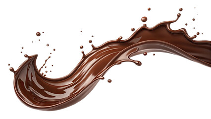 Splash of the liquid chocolate on isolated background. Applicable for chocolate dessert advertisement, package.