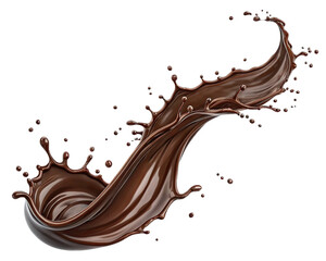 Splash of the liquid chocolate on isolated background. Applicable for chocolate dessert advertisement, package.