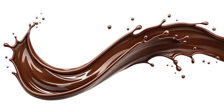 Splash of the liquid chocolate on isolated background. Applicable for chocolate dessert advertisement, package.
