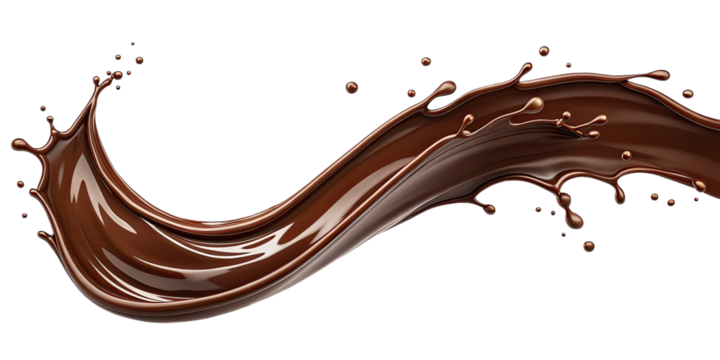 Splash of the liquid chocolate on isolated background. Applicable for chocolate dessert advertisement, package.