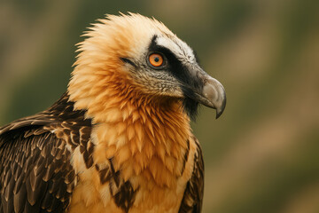 Obraz premium Quebra-Ossos. The Eyes of the Bone-Breaker: Detailed View of the Gypaetus barbatus in the Cantabrian Mountains, a Majestic Raptor of Spain’s Wild Peaks.