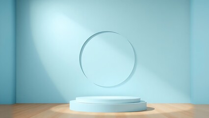 Minimalist light blue product display platform