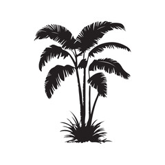 Obraz premium Vector illustration of palm tree silhouettes in a tropical and minimal style. Ideal for summer-themed designs, beach posters, vacation graphics, logo elements, and decorative prints