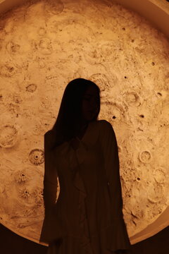 Fototapeta The silhouette on the lunar surface offers a captivating perspective that evokes wonder