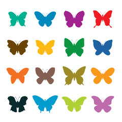 Set colour outline butterfly isolated