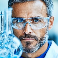 Scientist Analyzing Chemicals in Modern Lab Environment
