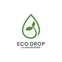 Eco Drop logo with green leaf lines and water droplets