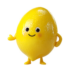 Cheerful Lemon Character Isolated on Transparent Background Fruit Food Freshness