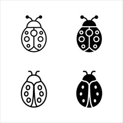 Ladybug icon set. for mobile concept color editable