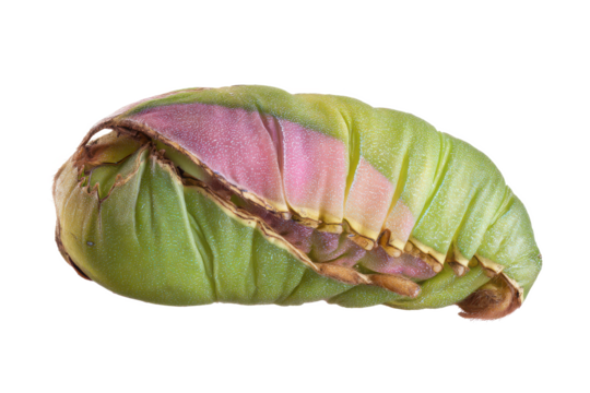 Close-up of a Vibrant Green and Pink Moth Chrysalis