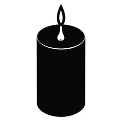 candle vector, black wax icon, flame light silhouette, prayer candle symbol, spiritual item, editable stroke