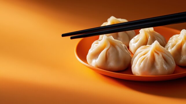 A vibrant image featuring a plate of steaming dumplings, beautifully arranged and presented, representing culinary artistry and the joy of sharing delicious food.