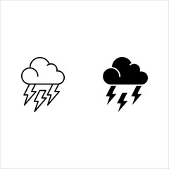Thunderstorm icon set. for mobile concept color editable