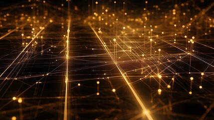Abstract network of golden light
