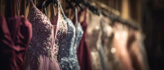 Elegant evening dresses collection fashion boutique gowns beautiful on transparent background pink