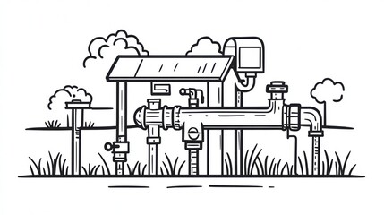 Fototapeta premium Simple drawing of a rural water or gas station