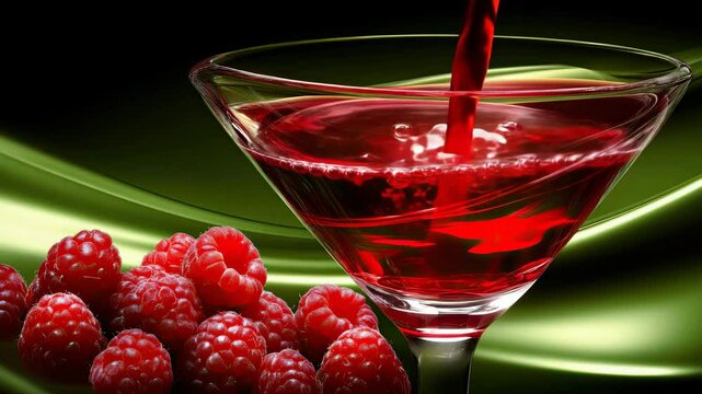 raspberry cocktail glass, red raspberry cocktail, raspberry cocktail drink, raspberry cocktail, martini glass, luxury drink, Premium Red Drink with Fresh Berries