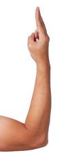 Male asian hand gestures isolated over the white background. pull trigger.