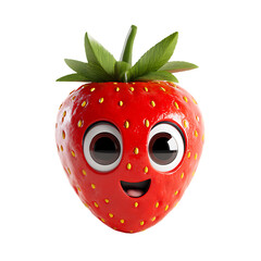 Obraz premium Cute Strawberry Cartoon Character Isolated on Transparent Background Rendered in High Detail