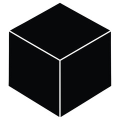 cube vector, 3d box icon, geometric shape silhouette, black cube graphic, abstract math block, isometric cube element