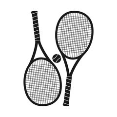Tennis rackets icon. Racquets with tennis ball. Tennis logo design. Vector illustration.