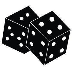 dice vector, gambling icon, casino game silhouette, rolling dice symbol, lucky number clipart, black dice pair, board game elements