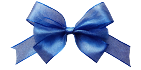 Elegant blue ribbon bow in png format on a transparent background, perfect for gift wrapping, festive decorations, and creative projects. High-quality, vibrant color, seamless integration.