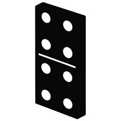 domino vector, game piece icon, domino tile silhouette, board game element, black domino graphic, editable stroke