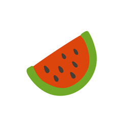 Colorful vector illustration of a watermelon slice, perfect for summer themes, food design, and healthy lifestyle promotions. Bold colors and minimalistic style ideal for print and web.