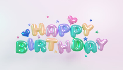 Happy Birthday Colorful Balloon Letters 3D rendering