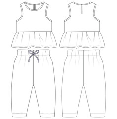  kids baby girl  sleeveless summer tops wide leg pants vector