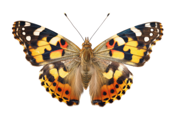 Vibrant Painted Lady Butterfly Close-up Detailed View of Wings and Body