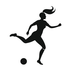 female football player silhouette on white background